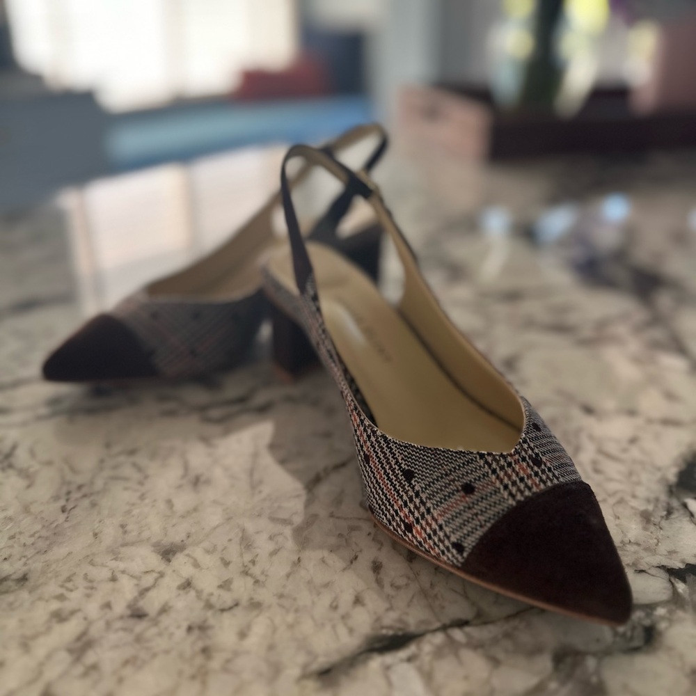 Sarah Flint Parker Sling 50 Heels - Espresso Glen Check